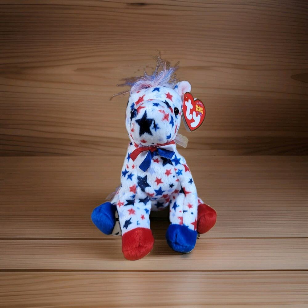 Lefty's 2000 Patriotic Donkey Plush Toy Stuffed Animal Red White Blue Stars